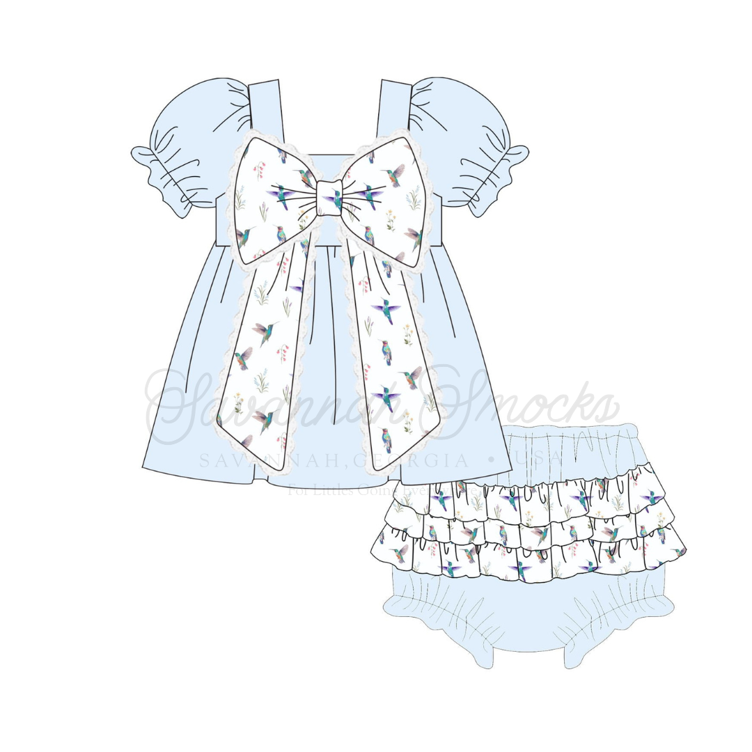 RTS Hummingbird Oversized Bow Diaper Set