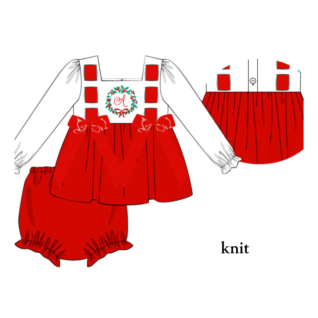 PO38: LS Red Letter Embroidery Diaper Set (October TAT)