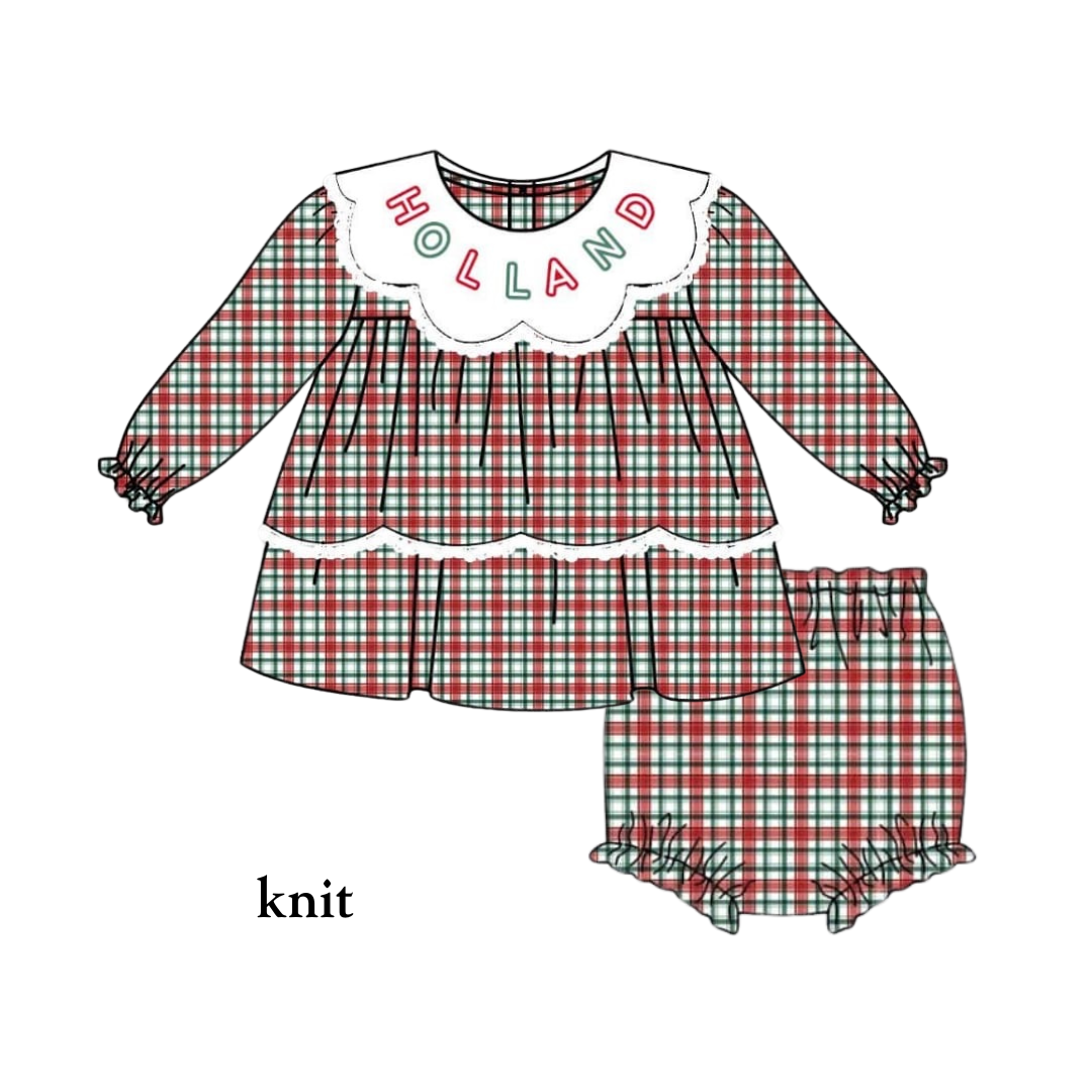 PO38: LS Shadow Embroidery Names Diaper Set (October TAT)