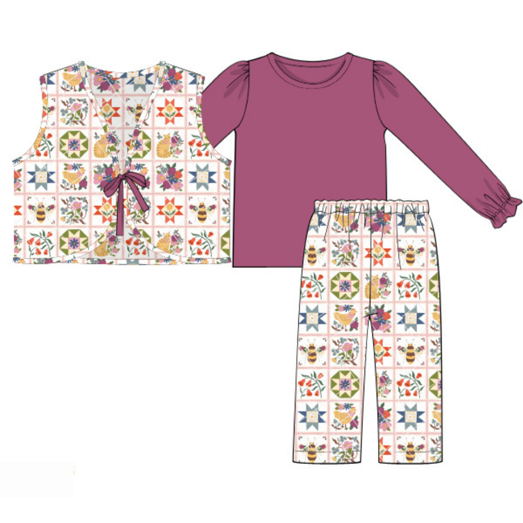 RTS Purple Quilted Pant/Vest Set