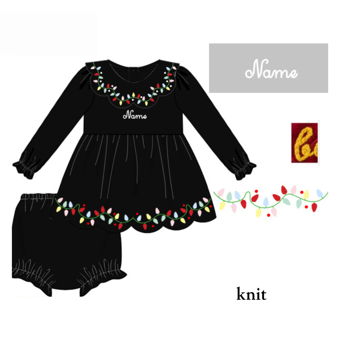 PO38: LS Custom Name Christmas Lights Diaper Set (October TAT)