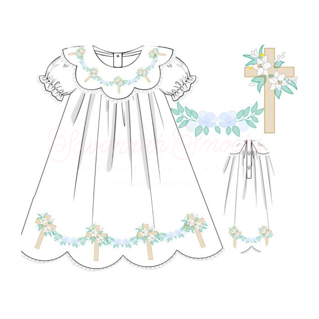 RTS Easter Shadow Embroidery Dress