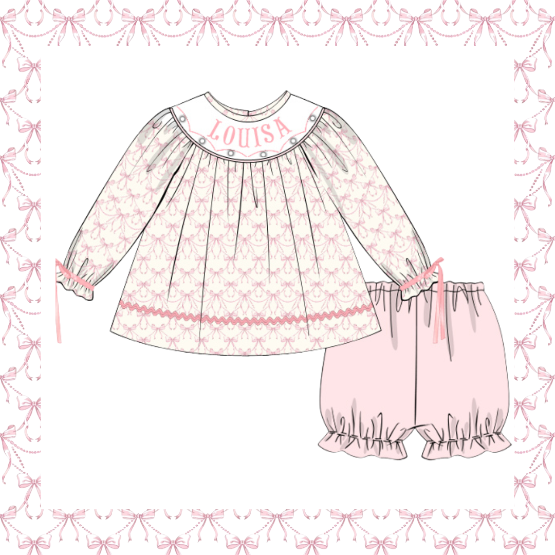 RTS Bows and Pearls PRETTY GIRL Bloomer Set