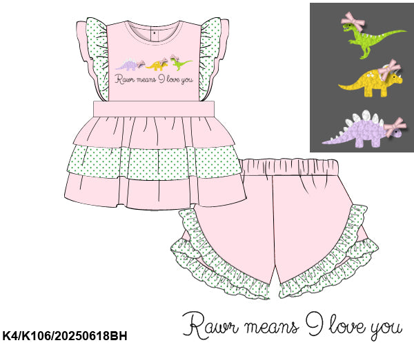 RTS Girl's Dinosaur Short Set