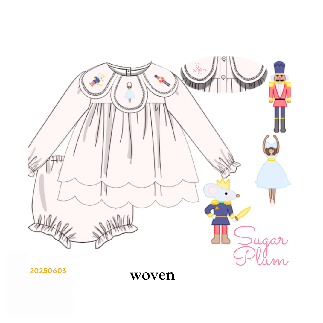 PO38: Version A: Nutcracker Petal Neck Diaper Set (October TAT)