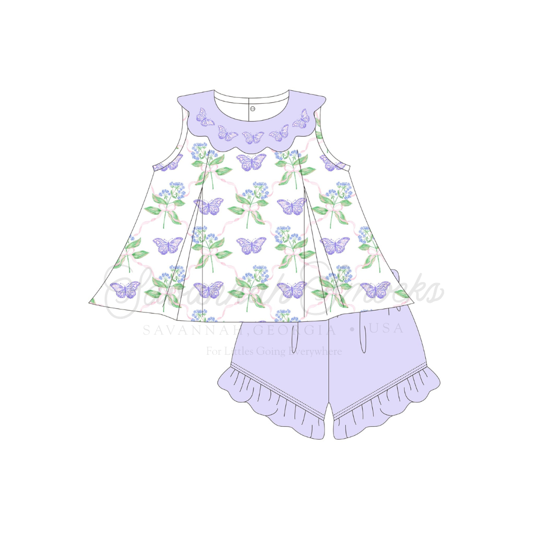 RTS Lavender Butterflies Short Set