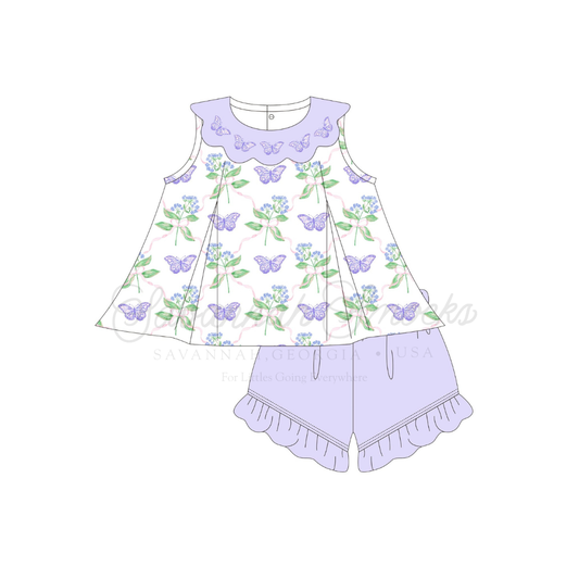 RTS Lavender Butterflies Short Set