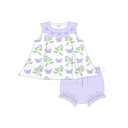 RTS Lavender Butterflies Diaper Set