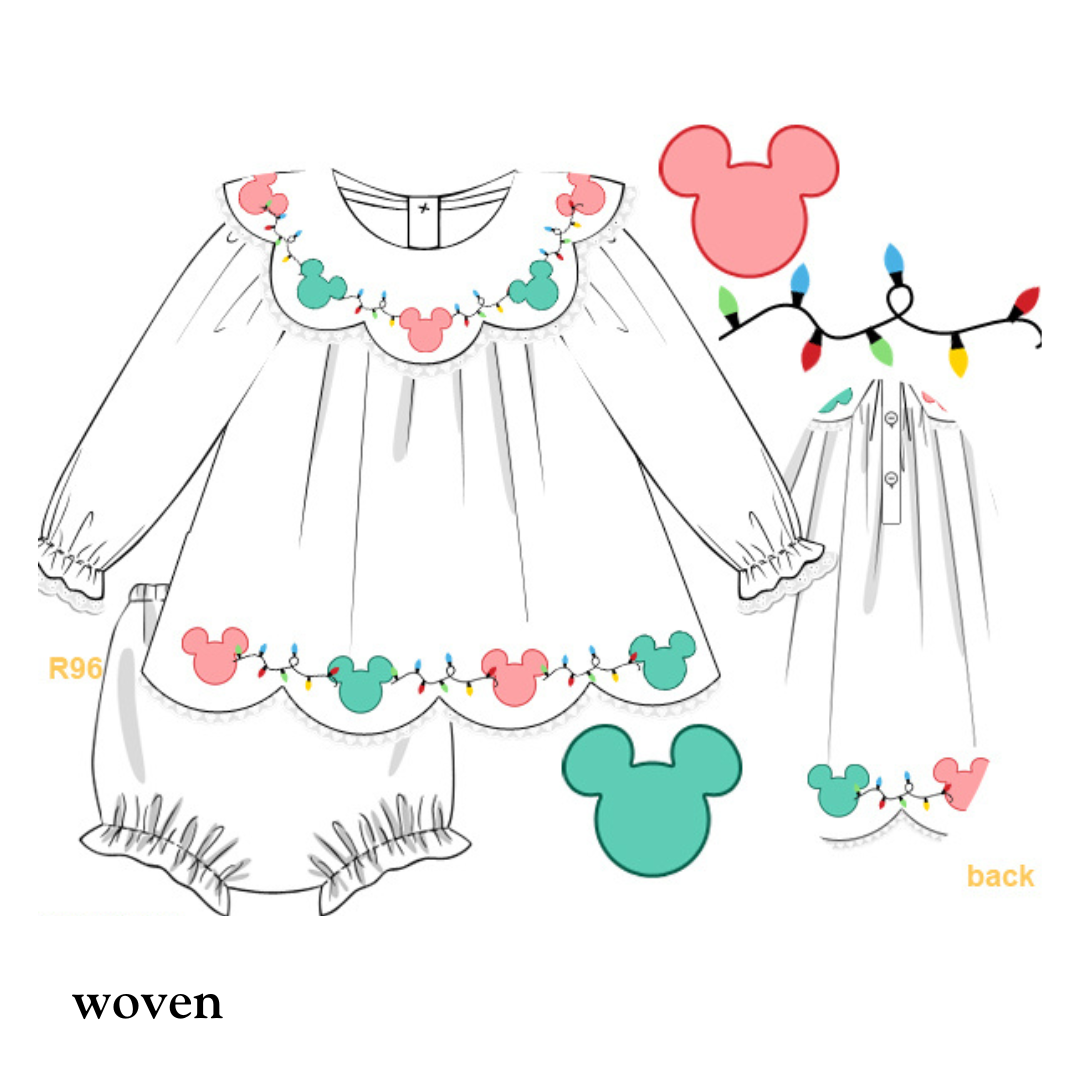 PO38: Christmas Mouse Shadow Embroidery Diaper Set (October TAT)