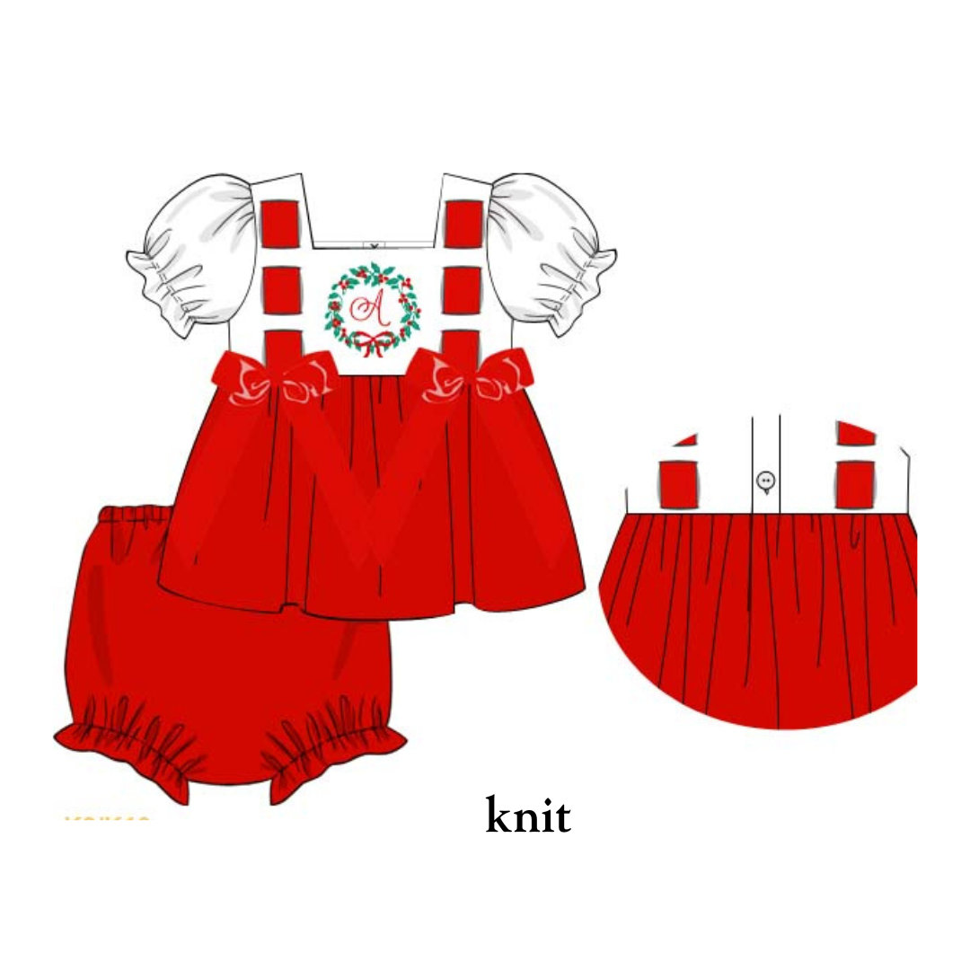 PO38: SS Red Letter Embroidery Diaper Set (October TAT)