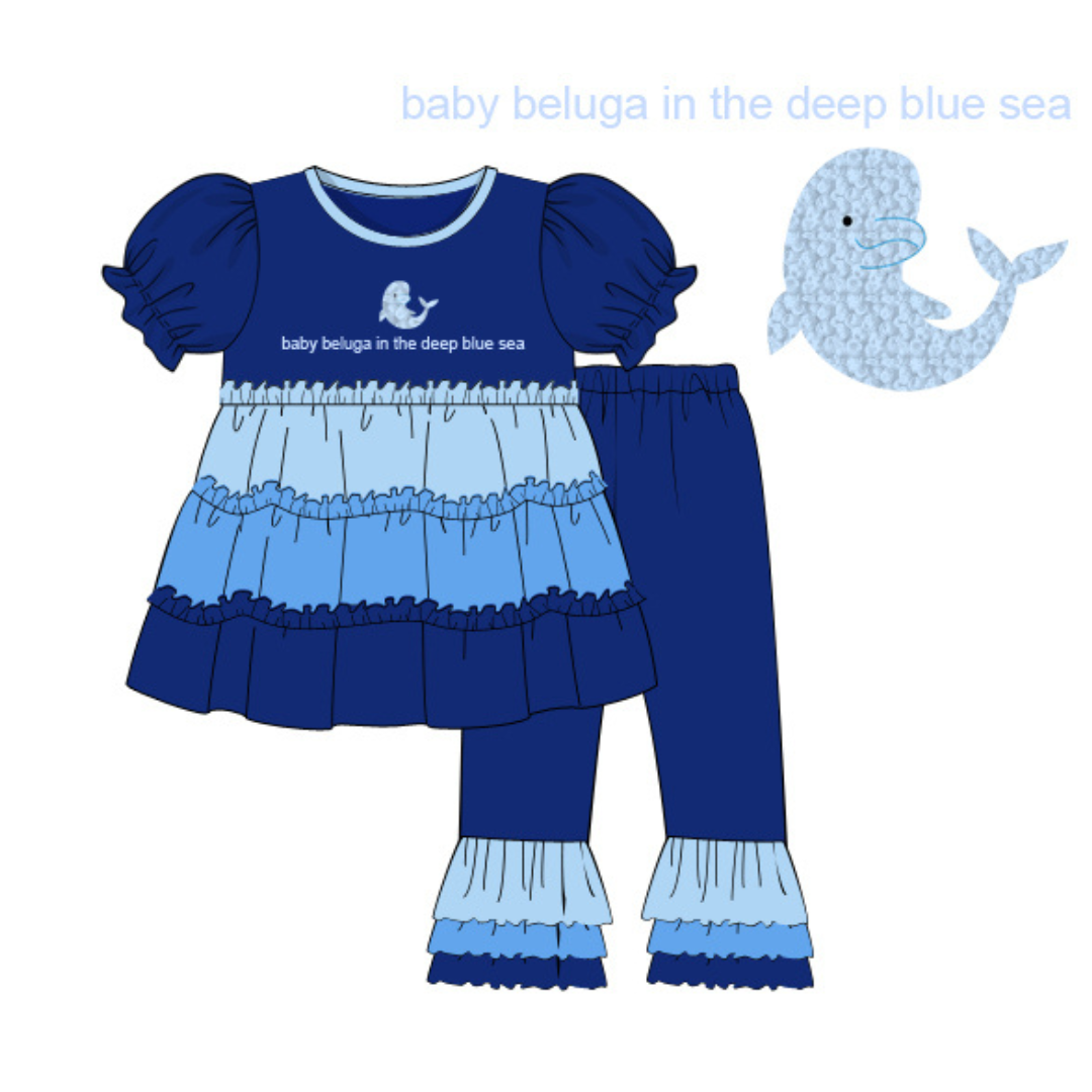 RTS Baby Beluga Ruffle Legging Set