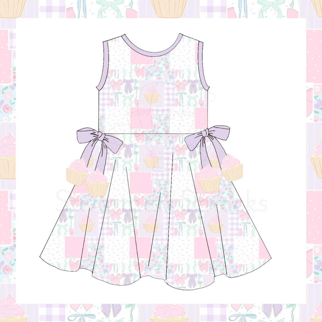 RTS Cupcake Patchwork Twirl Dress