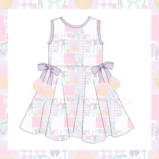 RTS Cupcake Patchwork Twirl Dress