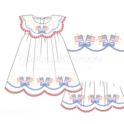 RTS Flag Shadow Embroidery Dress