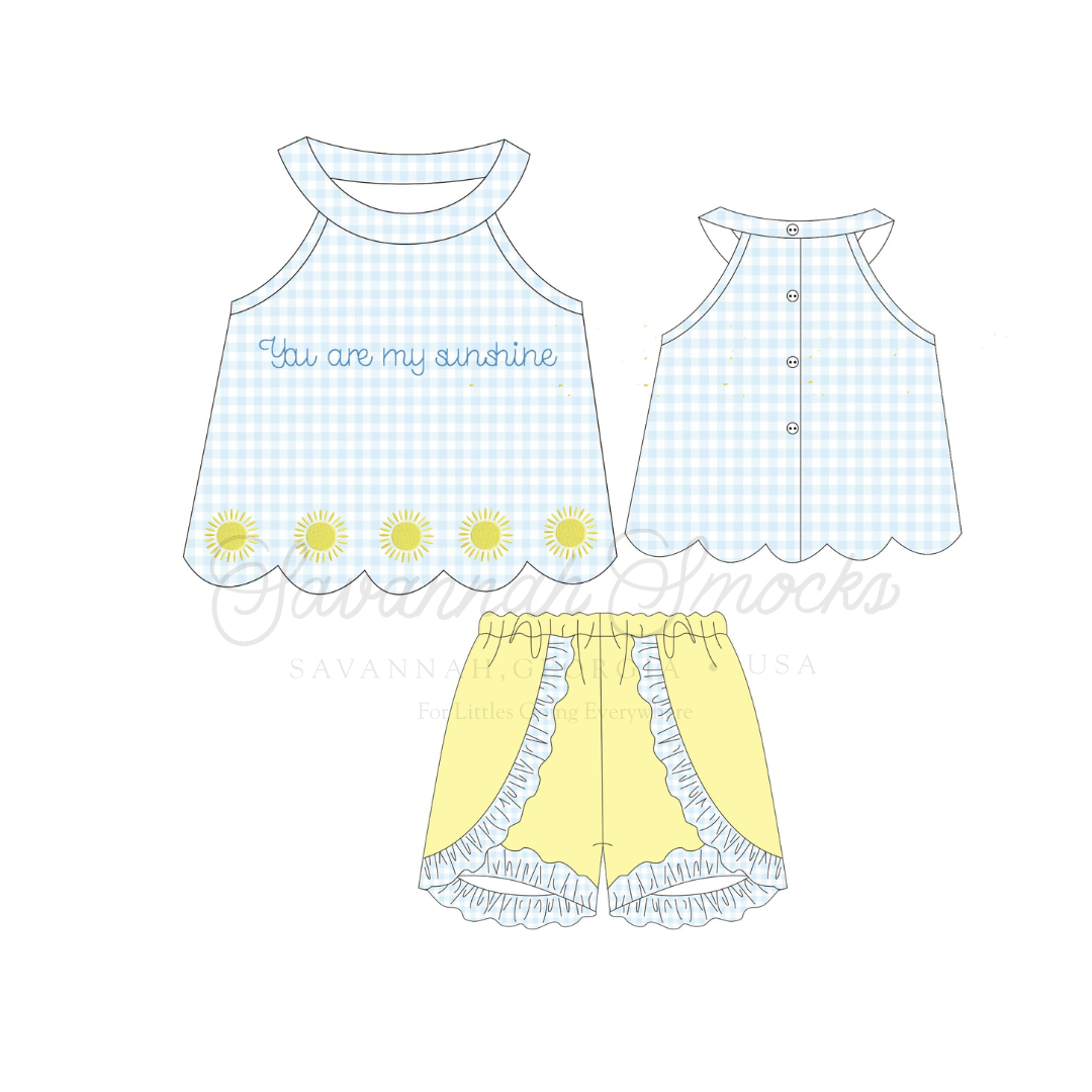 RTS You Are My Sunshine Ruffle Short Set