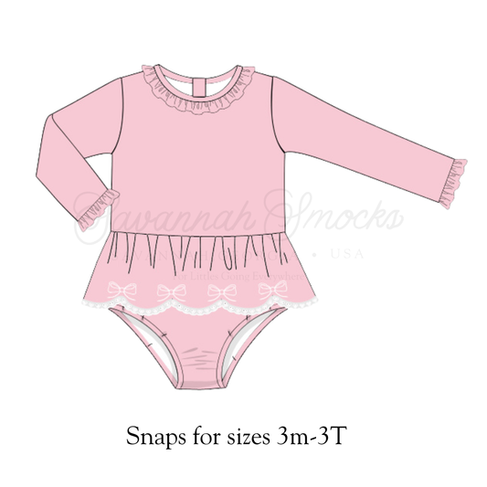 RTS Girls Pink Bow Swim One Piece