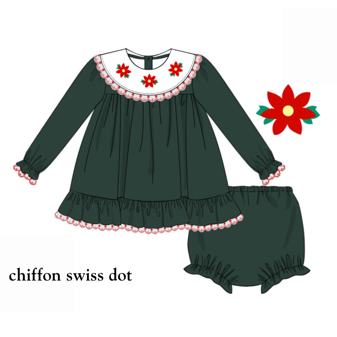 PO38: Beaded Poinsettias Diaper Set (October TAT)