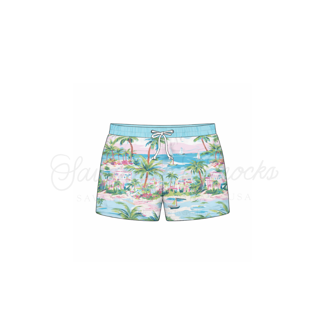 RTS Boys Preppy Palms Swim Shorties