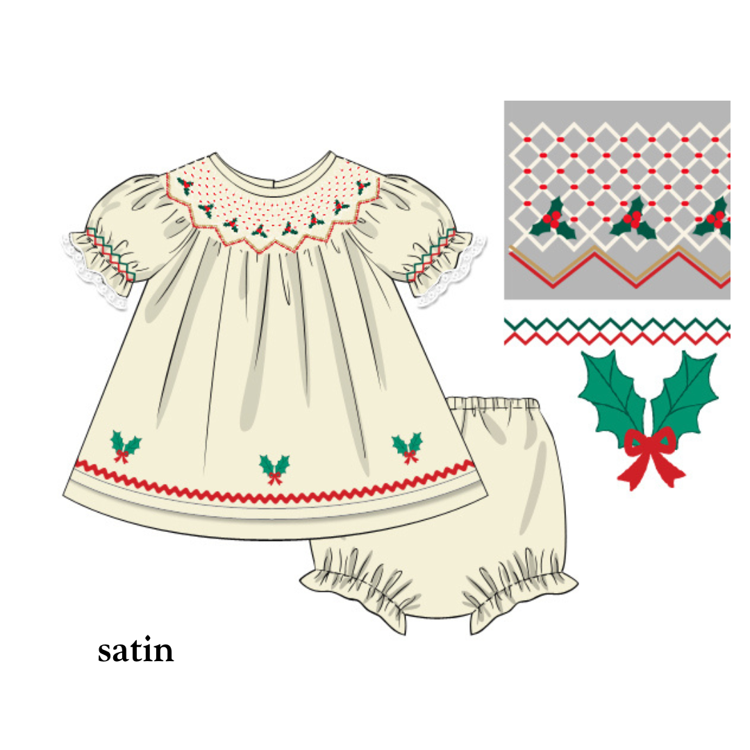 PO38: Satin Mistletoe Diaper Set (October TAT)