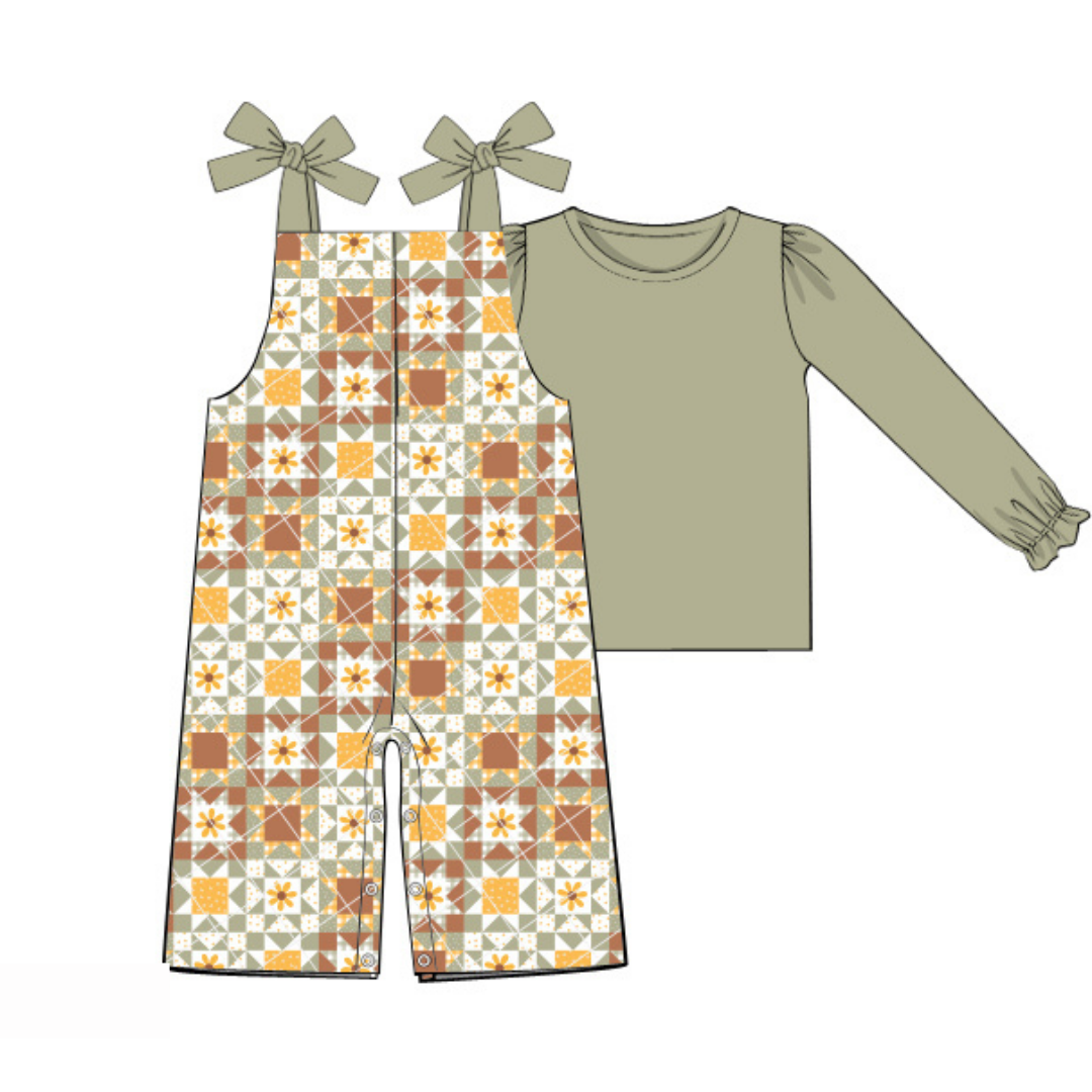 RTS Green Quilted Romper