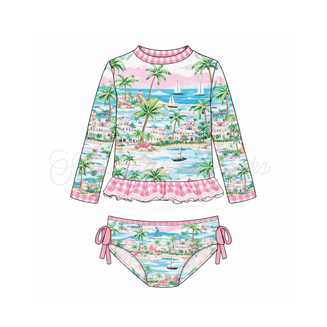 RTS Girls Preppy Palms Swim Two Piece
