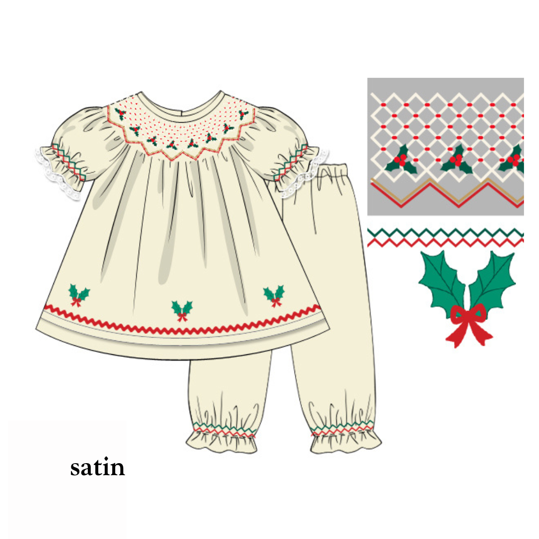 PO38: Satin Mistletoe Pant Set (October TAT)