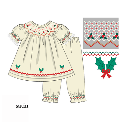 PO38: Satin Mistletoe Pant Set (October TAT)