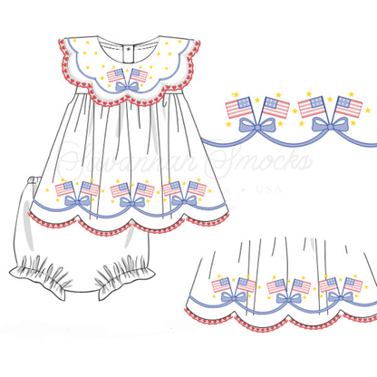 RTS Flag Shadow Embroidery Diaper Set