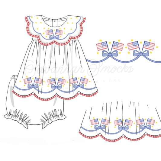 RTS Flag Shadow Embroidery Diaper Set