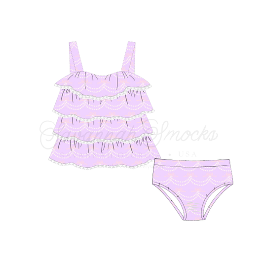 RTS Girls Purple Bows Swim Two Piece