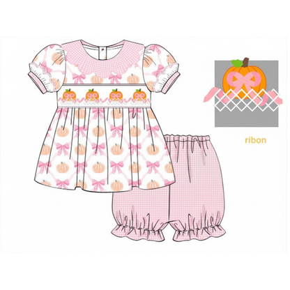 RTS Satin Ribbon Pumpkins Bloomer Set