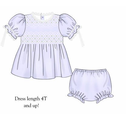 RTS Blue Satin Heirloom Diaper Set DRESS LENGTH 4T AND UP