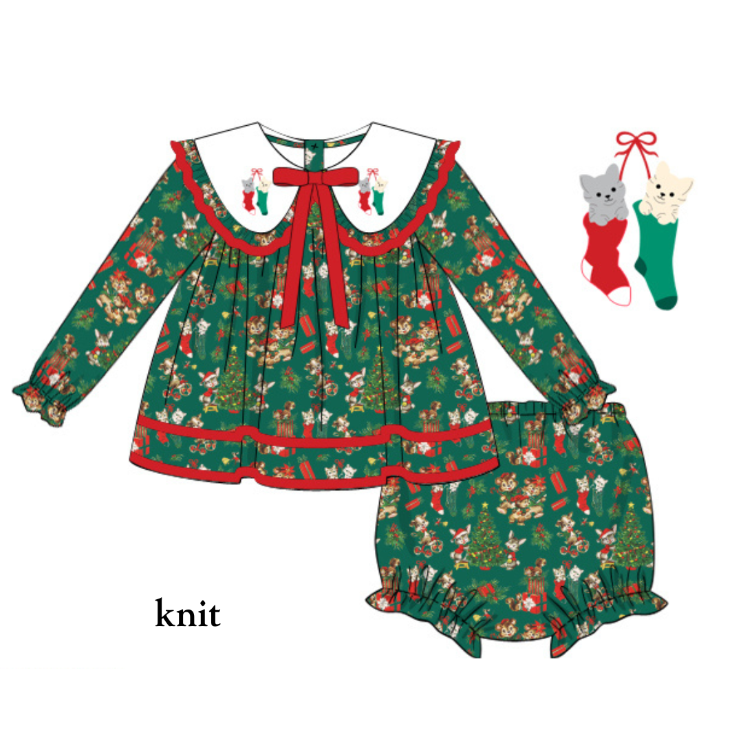 PO38: Nostalgic Christmas Kittens Diaper Set (October TAT)