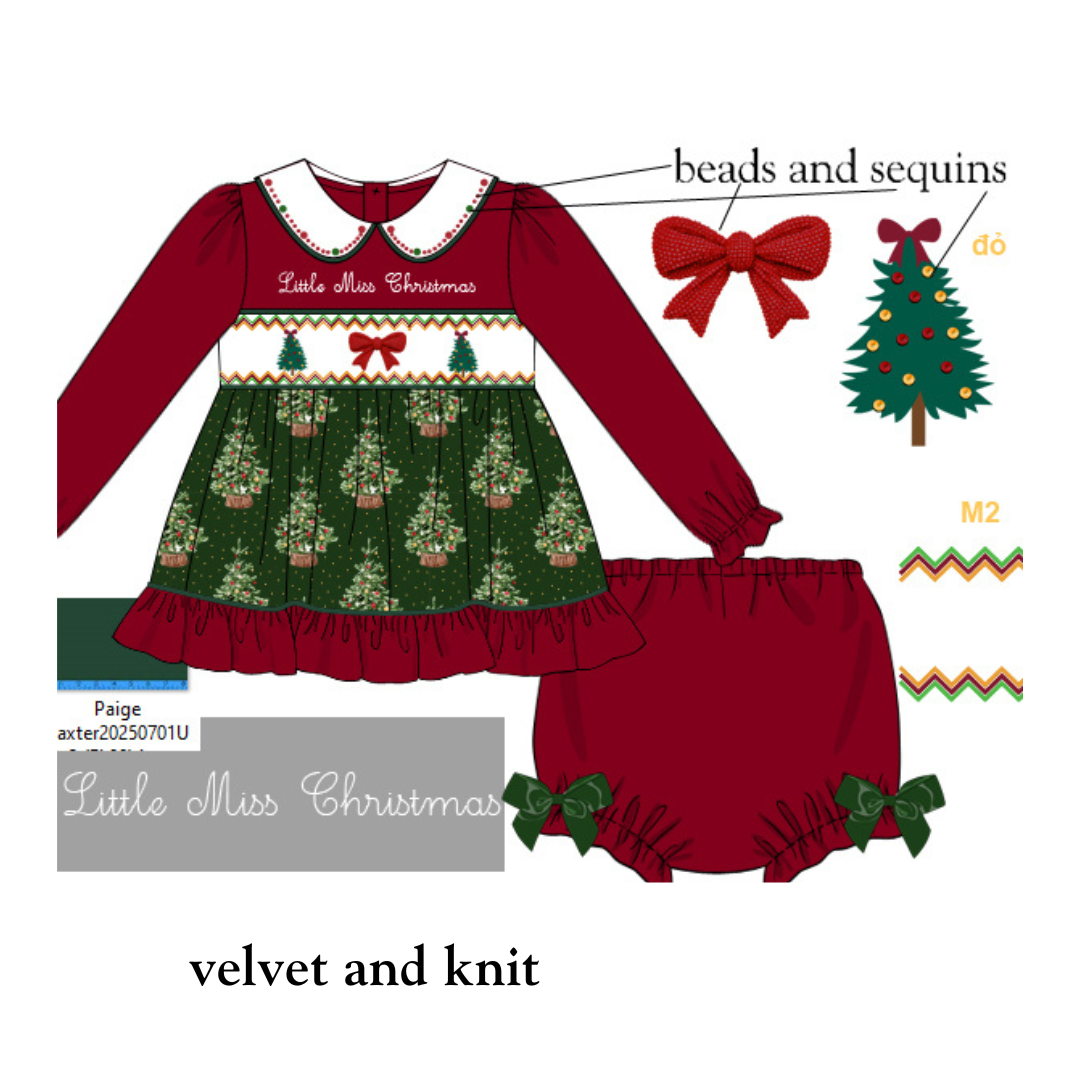 PO38: Little Miss Christmas Diaper Set (October TAT)