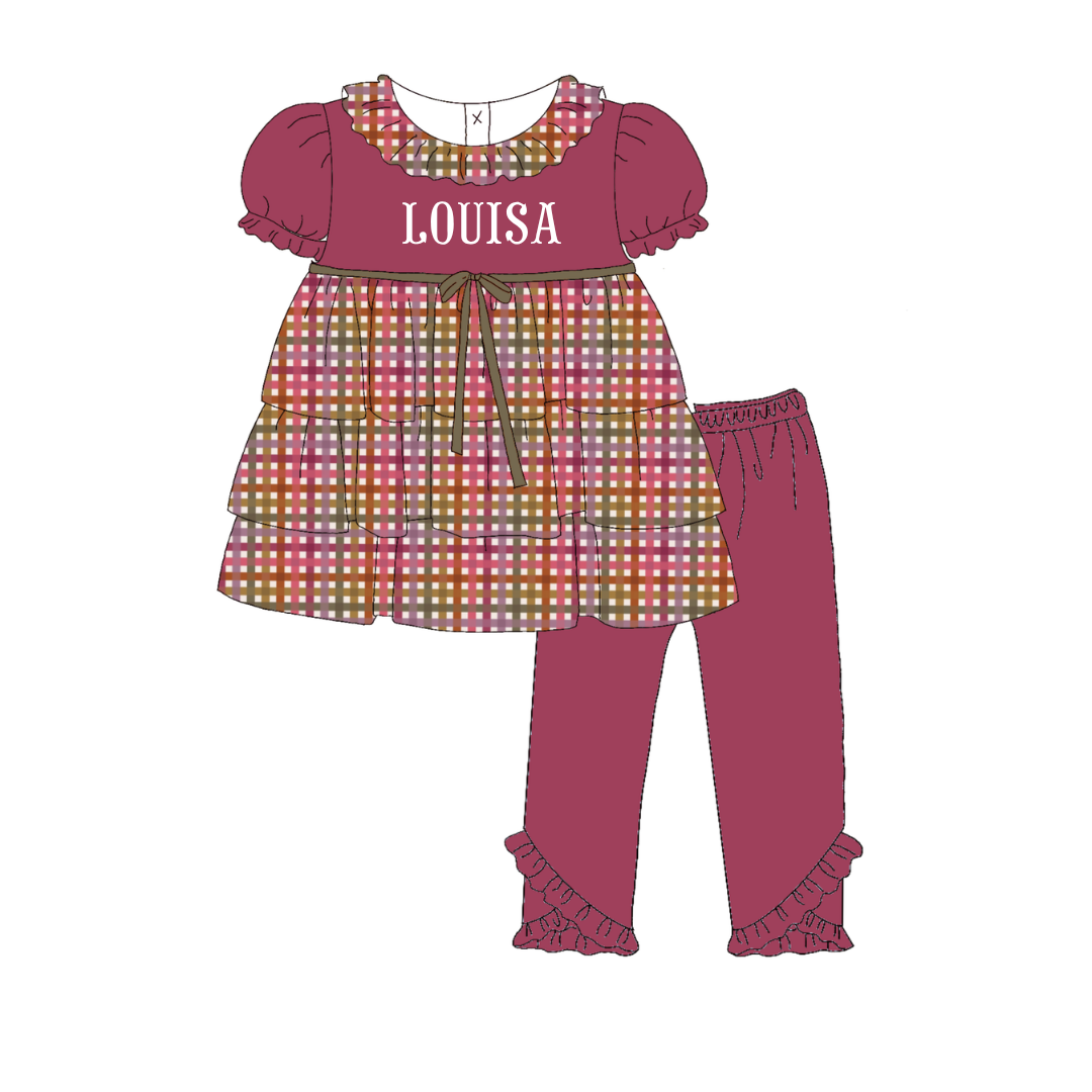 RTS Plaid French Knot PRETTY IN PLAID Legging Set