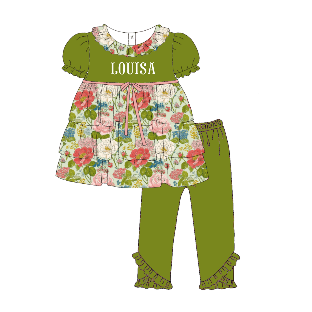 RTS Funky Floral French Knot FLOWER CHILD Legging Set