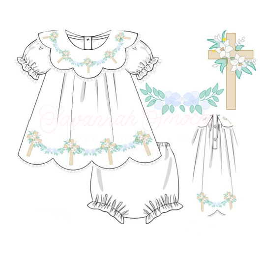 RTS Easter Shadow Embroidery Diaper Set