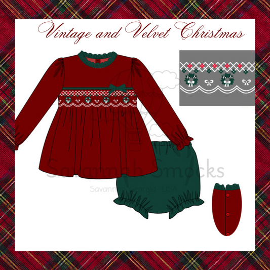 RTS Vintage and Velvet Girls Diaper Set