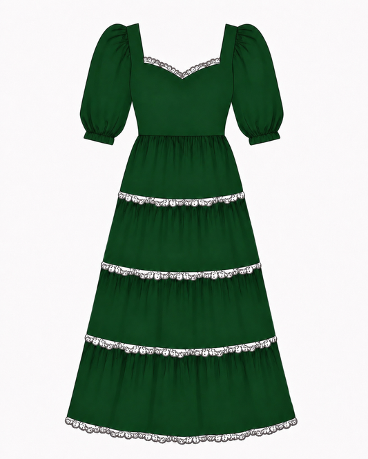 PO37: GREEN Velvet Mom Dress (October TAT)