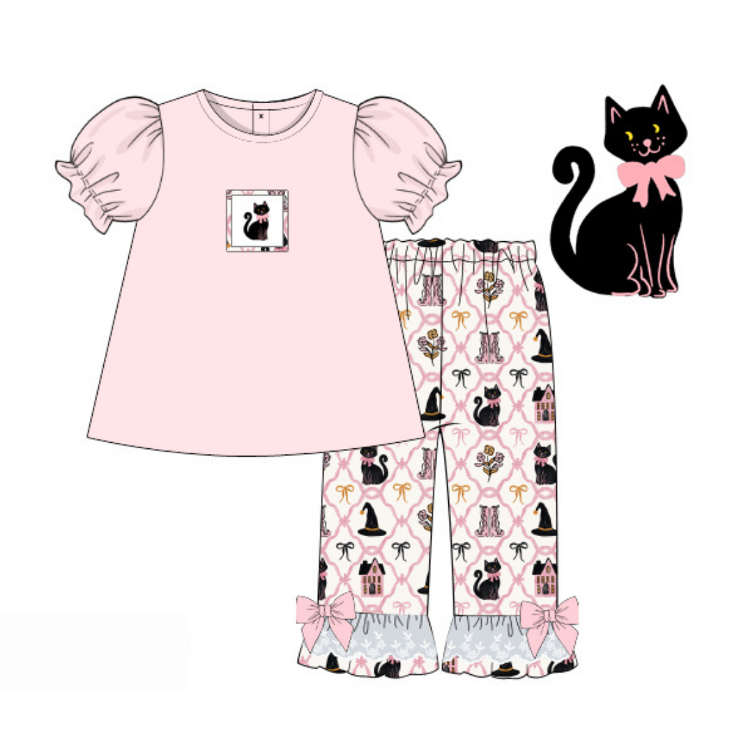 RTS Black Cat and Bows Pant Set