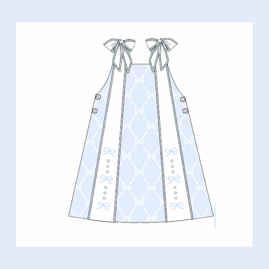 RTS Baby Blue Bows and Pearls Dress