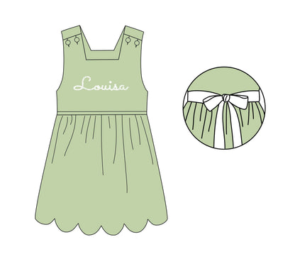 RTS Sage Pearl Name Dress