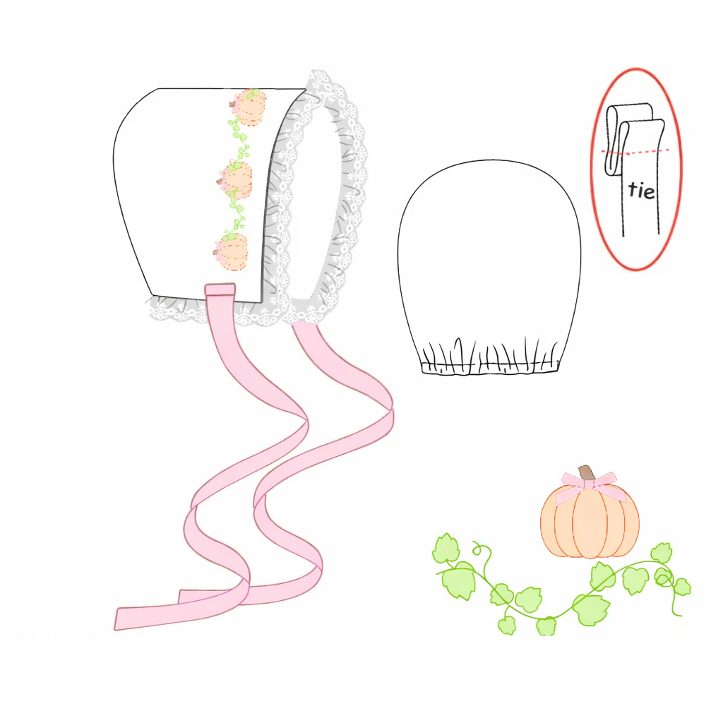 RTS Shadow Embroidery Bonnet Pink Ties