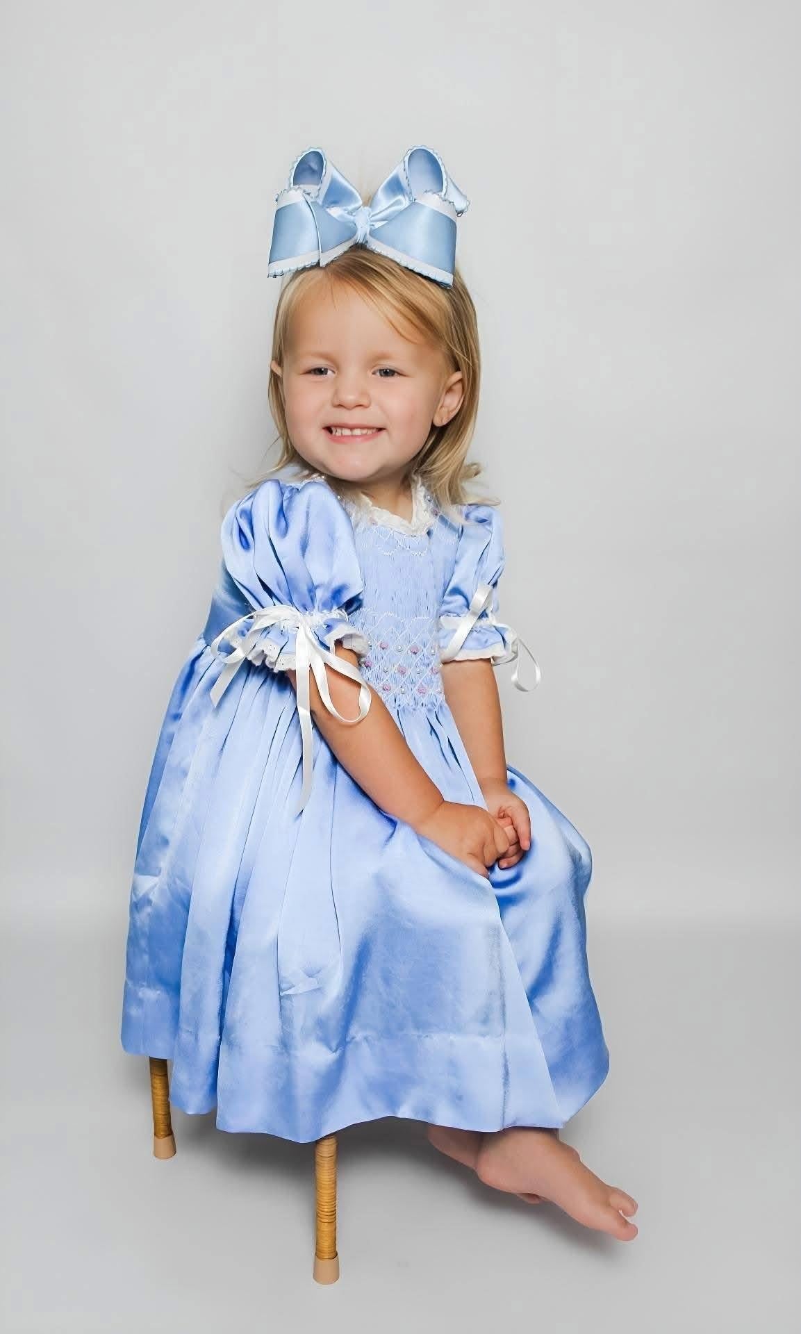RTS Blue Satin Heirloom Diaper Set DRESS LENGTH 4T AND UP