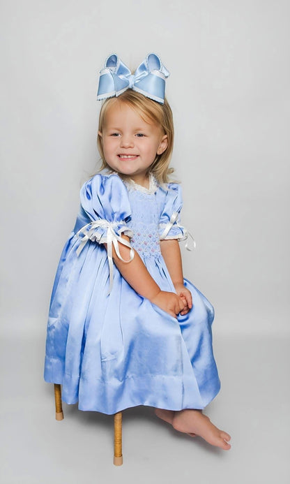 RTS Blue Satin Heirloom Diaper Set DRESS LENGTH 4T AND UP