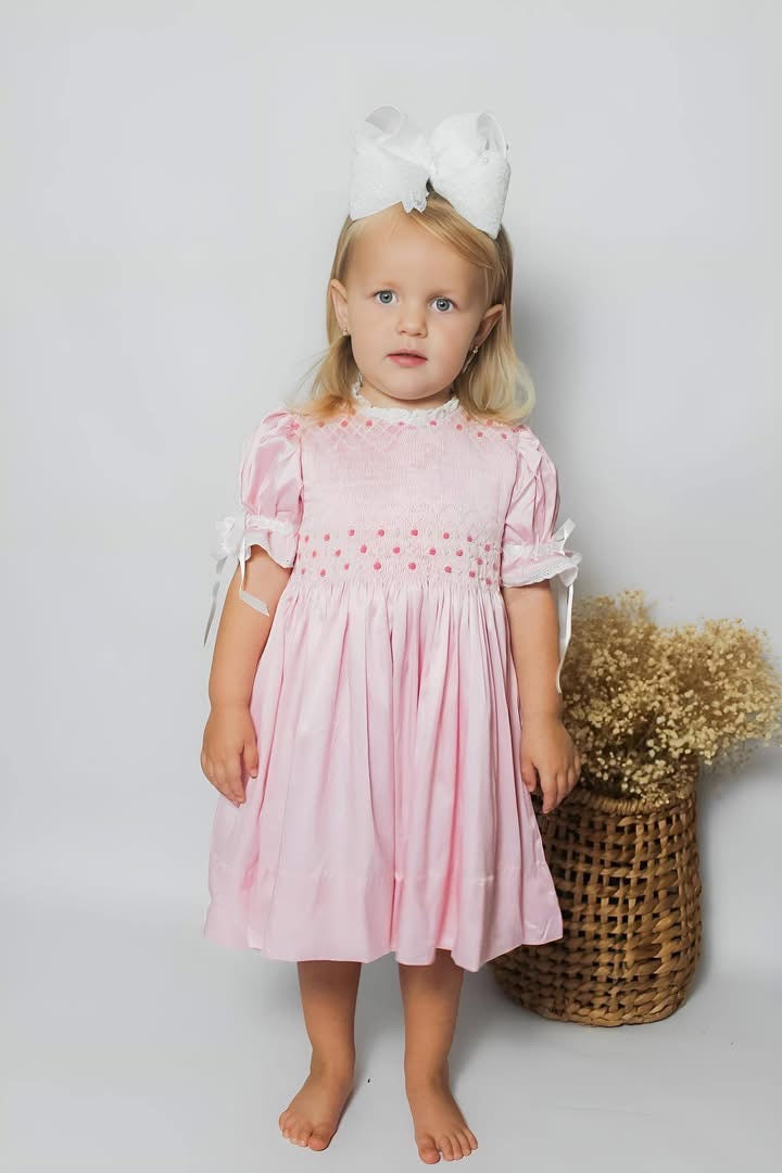 RTS Pink Satin Heirloom Diaper Set DRESS LENGTH 4T AND UP