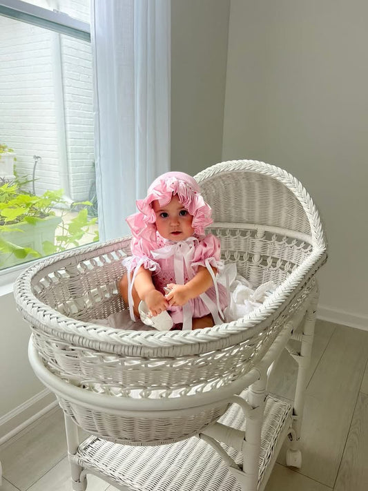 RTS Pink Satin Bonnet RUNS LARGE