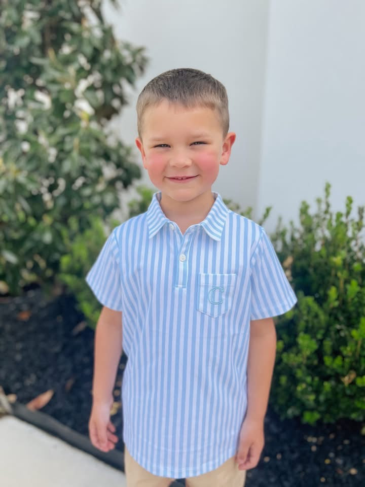 RTS Boys Pink Stripe Polo Set BLANK