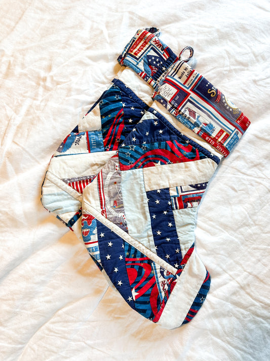 Handmade Upcycled Patriotic Stocking